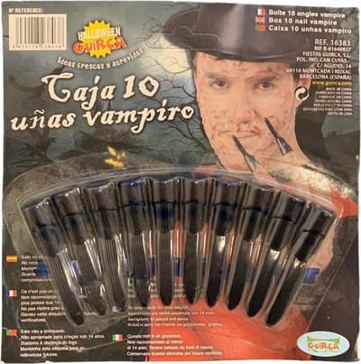 Vampier Nagels zwart - 10 stuks (Halloween)