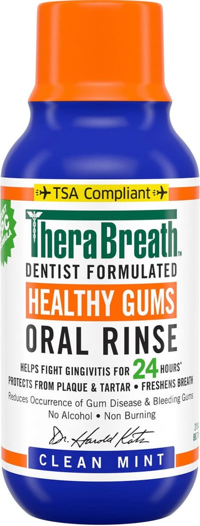 TheraBreath - Healthy Gums Mouthwash - Clean Mint - Antigingivitis - Travel Size - Mondspoeling- Mondwater - 88ml