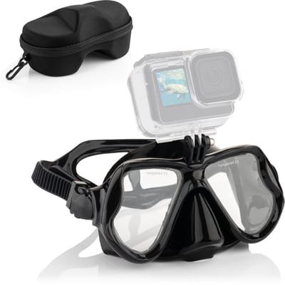 MOJOGEAR duikbril met GoPro mount en case - Film onderwater met je GoPro - Met opbergcase - Zwart