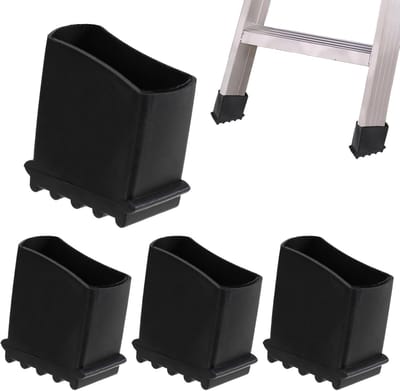 Dailygoods- Laddervoeten 4 Stuks - Rubber Antislip Vervangend - Duurzaam - Goede Grip - Slijtvast - Afmetingen 6,3x2,4x3,6 cm - Ladderkappen