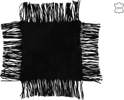 J-Line kussen Franje - leder - zwart