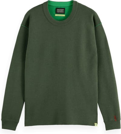 Scotch & Soda Merino Double Face Dropped Shoulder Crewneck Thyme size M | Sweaters Outlet | Men