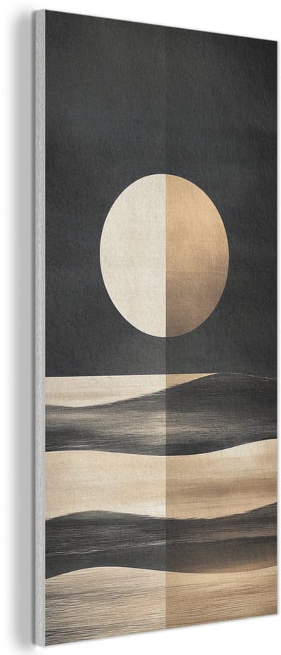 Akoestisch wandpaneel 40x80 cm - Vilt schilderij Maan - Cirkel - Goud - Akoestische panelen - Geluidsdempende wanddecoratie - Geluidsisolatie woonkamer - Muurdecoratie geluidspanelen