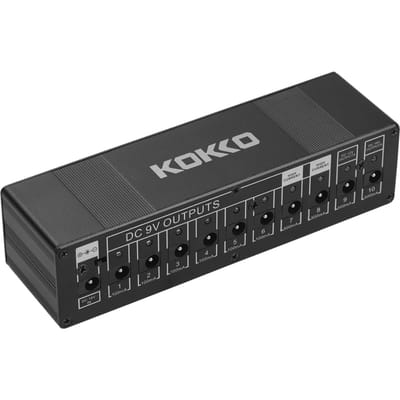 KOKKO-Kompaktgitarreneffekt-Netzteilverteiler 10 isolierte DC-Ausg?nge 9V / EU Plug noir