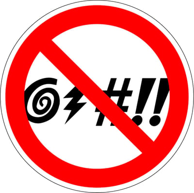 Verboden te schelden sticker 50 mm - 10 stuks per kaart