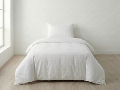 Blanche & Nuit Dekbedovertrek 140x220 - Inclusief 1 Kussensloop - Hotel Chique Satijn Streep - Strijkvrij (Oeko-Tex) - Wit