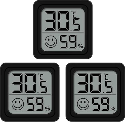 3-delige set binnenthermometer - Binnenthermometer - Thermometer - Binnenhygrometer - Groot LCD-scherm - Celsius-weergave - Geschikt voor woningen, kassen, kwekerijen, kantoren, tuinen en kelders (zwart)