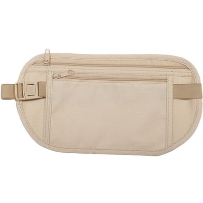 Sac banane de sport, de course, de voyage invisible, pochette pour passeport, porte-monnaie, portefeuille de sécurité caché, coffret cadeau, sac d'argent beige