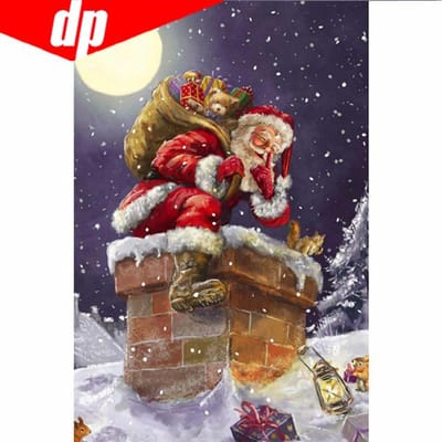 Peinture diamant à faire soi-même, broderie complète, point de croix, père noël, cadeau de noël 20X30 gray