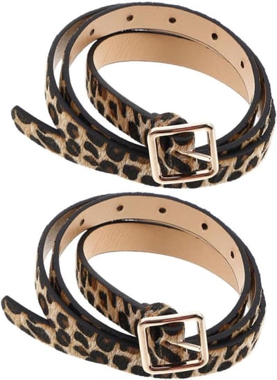 2 Stuks Dames Faux Leather Riem met Luipaardprint, Verstelbare Tailleband voor Broeken en Jurken, Ideaal voor Casual en Chic Outfits, 105.00X3.30X0.30CM