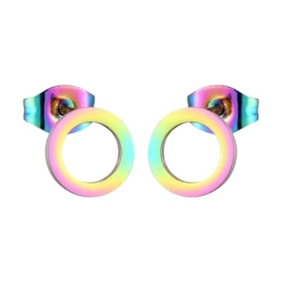 Aramat Jewels | Oorbellen | Open Cirkel Oorbellen Multikleur – 9mm | | | |9mm | Staal | Kinderen, Volwassenen | Verkleurd niet