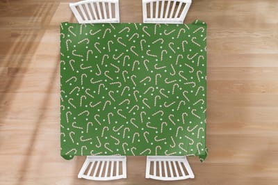 Kerst Tafelkleed - Kerstmis Decoratie - Tafellaken - Kerstmis - Patronen - Zuurstok - Sterren - 180x180 cm - Kerstmis Versiering - Tafeldecoratie Kerstmis - Kerstdecoratie tafel - Tafelversiering