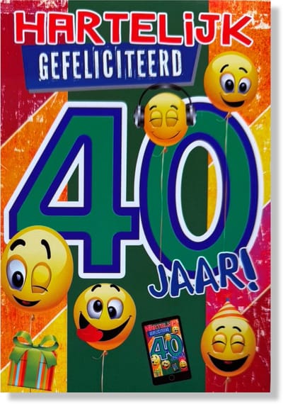 Hoera 40 Jaar! Luxe verjaardagskaart - 12x17cm - Gevouwen Wenskaart inclusief envelop - Leeftijdkaart
