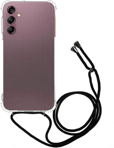 Schokbestendig Transparant Hoesje met Koord Geschikt voor Samsung Galaxy A25 | Shockproof Back Cover met Ketting | Flexibel TPU | Doorzichtig