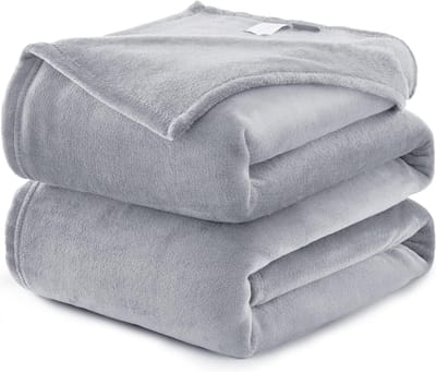 Grote Fluffy Fleece Deken - Zacht en Warm voor Binnen en Buiten, Lichtgrijs 220x240 cm