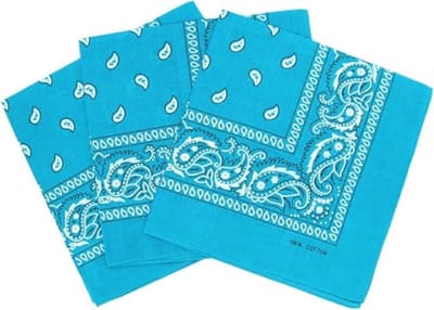 Set van 3 paisley hoofddoeken voor dames en heren 55 x 55 cm, halsdoek, zijden sjaal, hiphop hoofddoek,donkerblauw