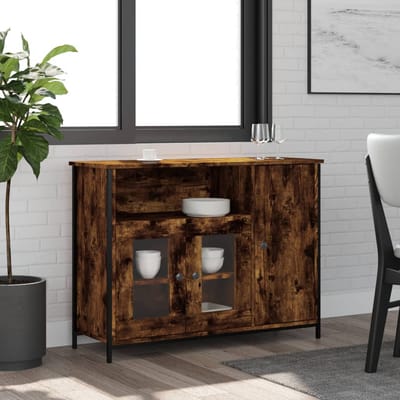 vidaXL - Dressoir - 100x35x75 - cm - bewerkt - hout - gerookt - eikenkleurig