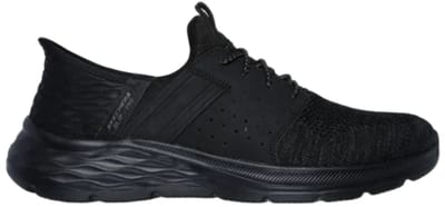 SKECHERS GARNER NEWICK 210803-BBK, 210803-BBK, Male, Black Skechers Heren Sneakers 210803-BBK – Zwart, Comfortabel en Lichtgewicht voor Dagelijks Gebruik