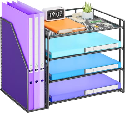 Unyqoos® Bureau-organizer met Vier Niveaus en Extra Opslagopties voor Kantoorbenodigdheden