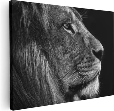 Artaza Canvas Schilderij Leeuwenkop - 40x30 cm - Klein - Muurdecoratie Dieren - Wanddecoratie Woonkamer - Kamer Accessoires