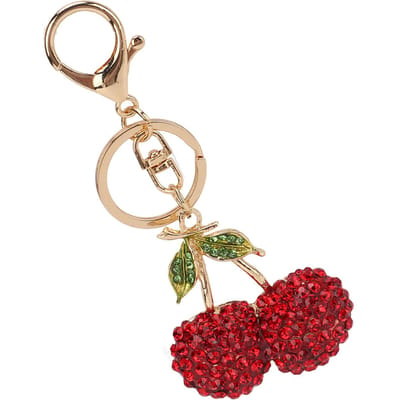 Porte-clés Cerise Forme Cerise Mignon Mode Porte-clés de Voiture avec Anneaux Crochet Porte-clés Mignon pour rouge