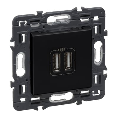 Legrand Stopcontact met 2 USB Type A poorten Zwart Volledig apparaat - 741431