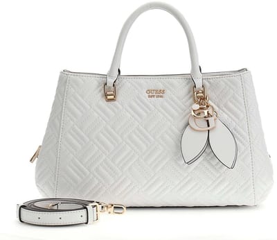 GUESS handtas schoudertas Sally Triple Compartment Satchel White wit