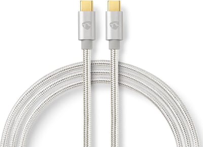 Nedis USB-Kabel - USB 3.2 Gen 2 - USB-C Male - USB-C Male - 100 W - 4K@60Hz - 10 Gbps - Verguld - 1.00 m - Rond - Gevlochten / Nylon - Aluminium - Cover Window Box