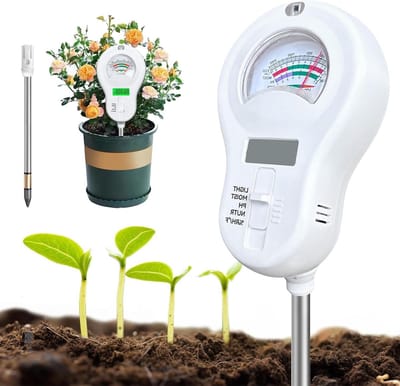 6-in-1 Vochtigheidsmeter voor Planten met 2 Verwijderbare Probes - Bodemvocht, PH, Temperatuur en Luchtvochtigheid voor Tuin en Boerderij