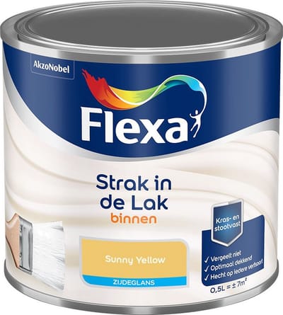 Flexa - Strak In De Lak Binnenlak Zijdeglans - Sunny Yellow - Mengverf - 500 Ml