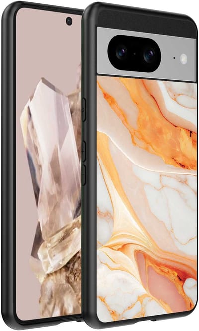 Geschikt voor Google Pixel 8 Pro Telefoonhoesje met marmer opdruk - TPU backcover case marble design - Oranje - Smartphonica geschikt voor Google Pixel 8 Pro