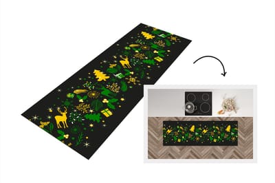 Keukenloper - Loper keuken - Kerst - Patroon - Hert - 150x50 cm - Keukenloper vinyl