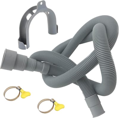 Afvoerpijpset Wasmachine - Slang Verlengstuk - Apparaten Aansluiten - Versterkt Golfontwerp - 4 Meter Lengte - Grijs