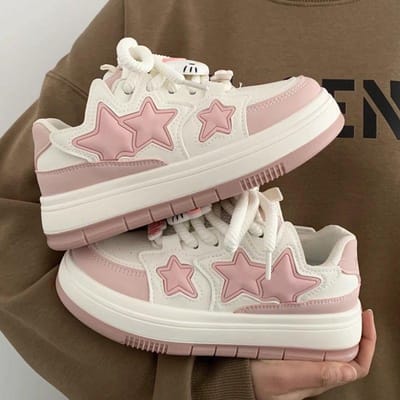 Witte schoenen met dikke zolen Kinderen Lente en Herfst Nieuw Ins Trendy Dikke zolen Veelzijdig Ademend Casual Boardschoenen 38 roze