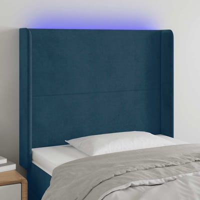 vidaXL - Hoofdbord - LED - 83x16x118/128 - cm - fluweel - donkerblauw
