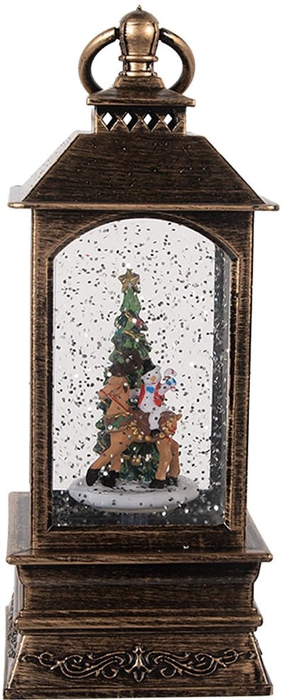 Clayre & Eef Kerstdecoratie met LED-verlichting en muziek 8x8x20 cm Bruin Kunststof