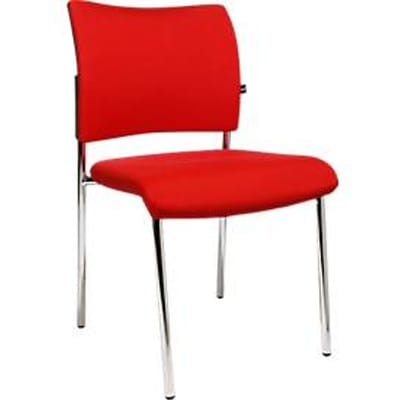 Bezoekersstoel, 4-poot, gestoffeerd, zonder armleuningen, set van 2, rood