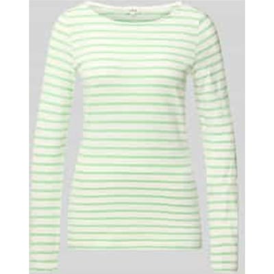 s.Oliver - female - Gestreept shirt met lange mouwen van vlamgaren met boothals