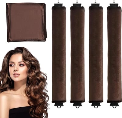 4 Stuks Warmtevrije Krultangen voor Gezonde Krullen, Flexibele Haarstijlen met Sjaal en Krulset, Ideaal voor Beschadigd Haar