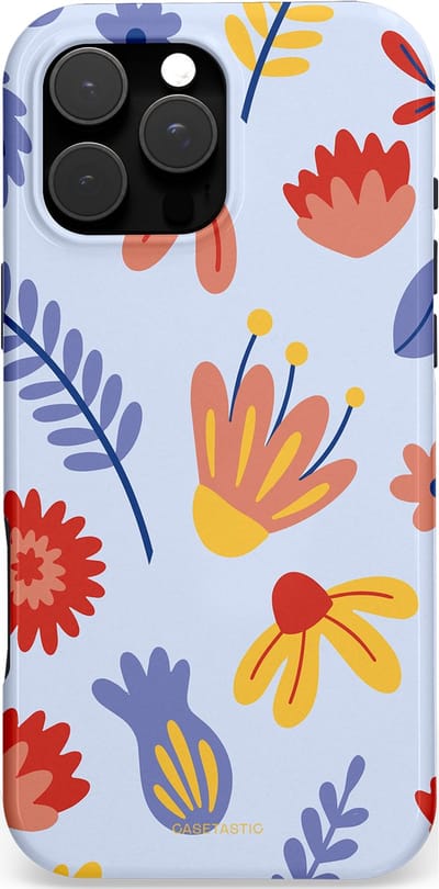 Casetastic Hoesje Geschikt voor Apple iPhone 16 Pro Max Magsafe - Stijlvolle Beschermende Duo-layer Case - Bloemenwind