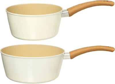 Five steelpannen set Harmony - Alle warmtebronnen - Beige - Dia 20/16 cm - handvat bakeliet - aluminium
