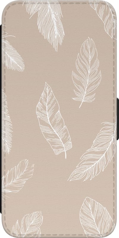 Leuke Telefoonhoesjes - Hoesje geschikt voor Samsung Galaxy A34 bookcase leer - Veren - Veren - Wallet Case met pasjeshouder - Print / Illustratie - Beige