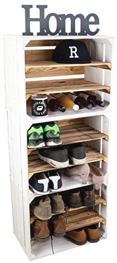 Set van 3 multifunctionele houten kisten voor schoenen, wijn en decoratie