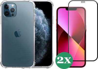 Hoesje geschikt voor iPhone 13 Pro siliconen transparant case - 2x Screen Protector Glas