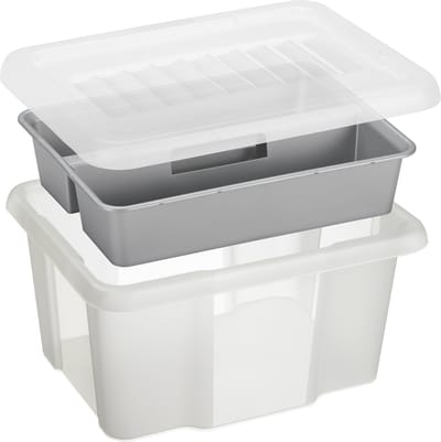 Sunware Nesta opbergbox 24L met inzet - Met deksel - Transparant