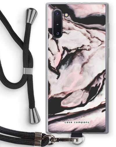 Case Company® - Hoesje met koord geschikt voor Samsung Galaxy Note 10 hoesje met Koord - Roze stroom - Telefoonhoesje met Zwart Koord - Bescherming aan alle Kanten en Over de Schermrand