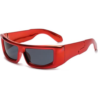 Nieuwste Gepersonaliseerde Y2K Cyberpunk Zonnebrillen Dames Hip hop Coole Fotografie Brillen Mode Mannen Fietsen Zonnebrillen UV400 Oogbescherming 1PC red