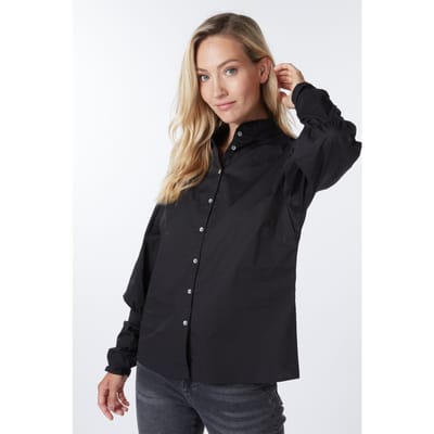 EsQualo Blouse Elasticated Slv Poplin Black Maat: 34 | Longsleeves Outlet | Dames | Zwart