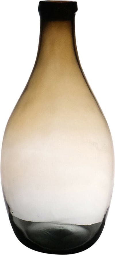 Hakbijl glass Bloemenvaas Luna Elegance - transparant amber glas - D19 x H37 cm - sierlijk flessenhals model - mondgeblazen