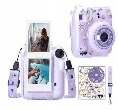 EtuiTab - Silicoon hoes - Voor FujiFilm Instax Mini 12 - Fiolet - Inclusief Nekriem en Stickers